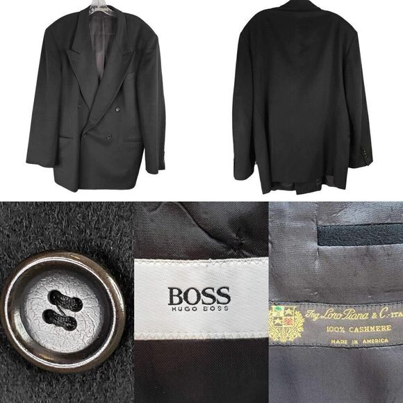 Loro Piana Hugo Boss Men's Black Cashmere Wool Sport Coat Blazer Jacket Size 42R - Picture 1 of 15